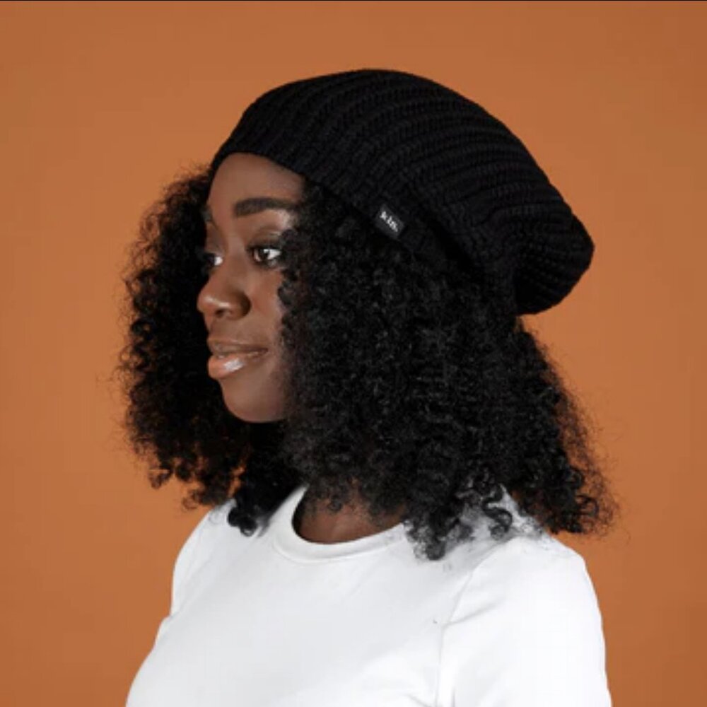 KINApparel Black Slouch Satin Lined Beanie
